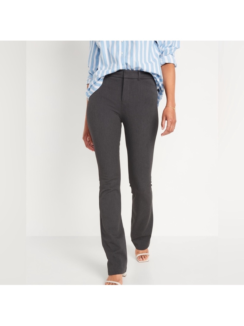 Old Navy Women's Dark Charcoal Straight-Leg Pants Pixie Flare 20